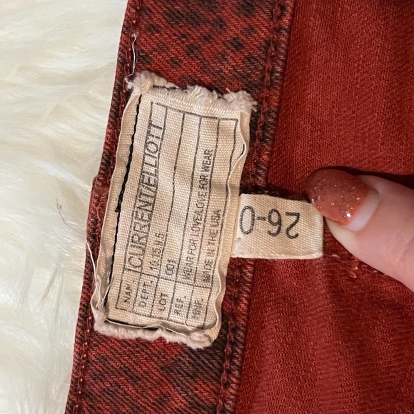 Current/Elliott Ankle Skinny Red Paprika Python Snake Animal Print Jeans, 26 - Picture 6 of 6